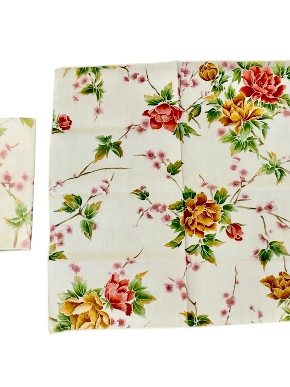 Vintage Floral Oval Tablecloth & 5 Napkin Set 61x86 Cottagecore Farmhouse MCM